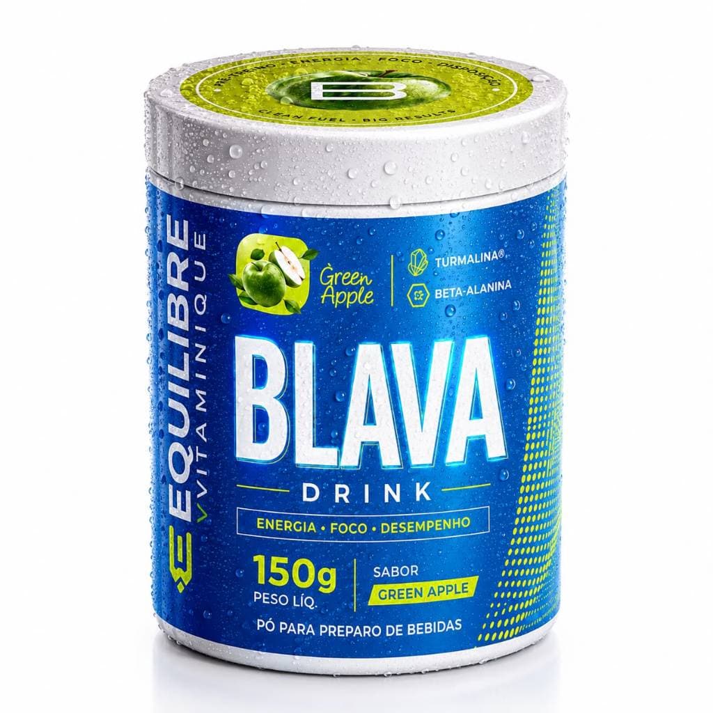 1x Blava Drink 3 em 1 Maçã Verde Creatina + Pré treino + Colágeno 150g  Suplemento Uso Diário