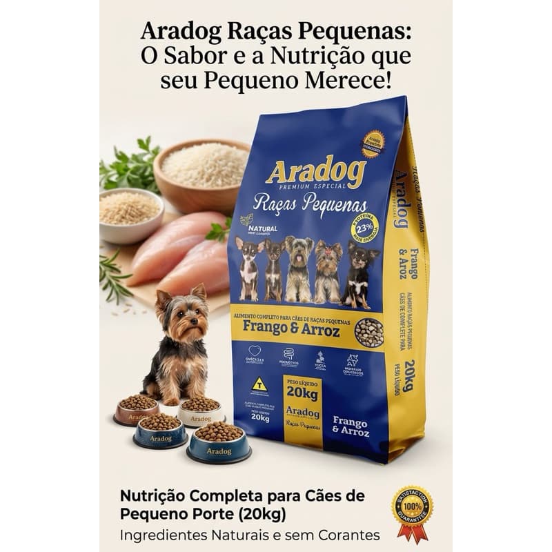 Ração para cachorro Aradog premium frango e arroz 20kg