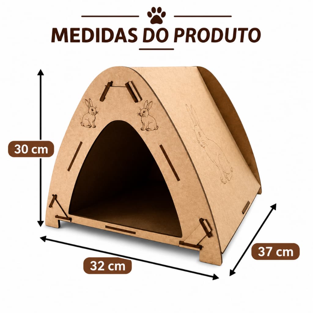 Casinha Coelho Toca Roedores MDF Abrigo Casa Pet