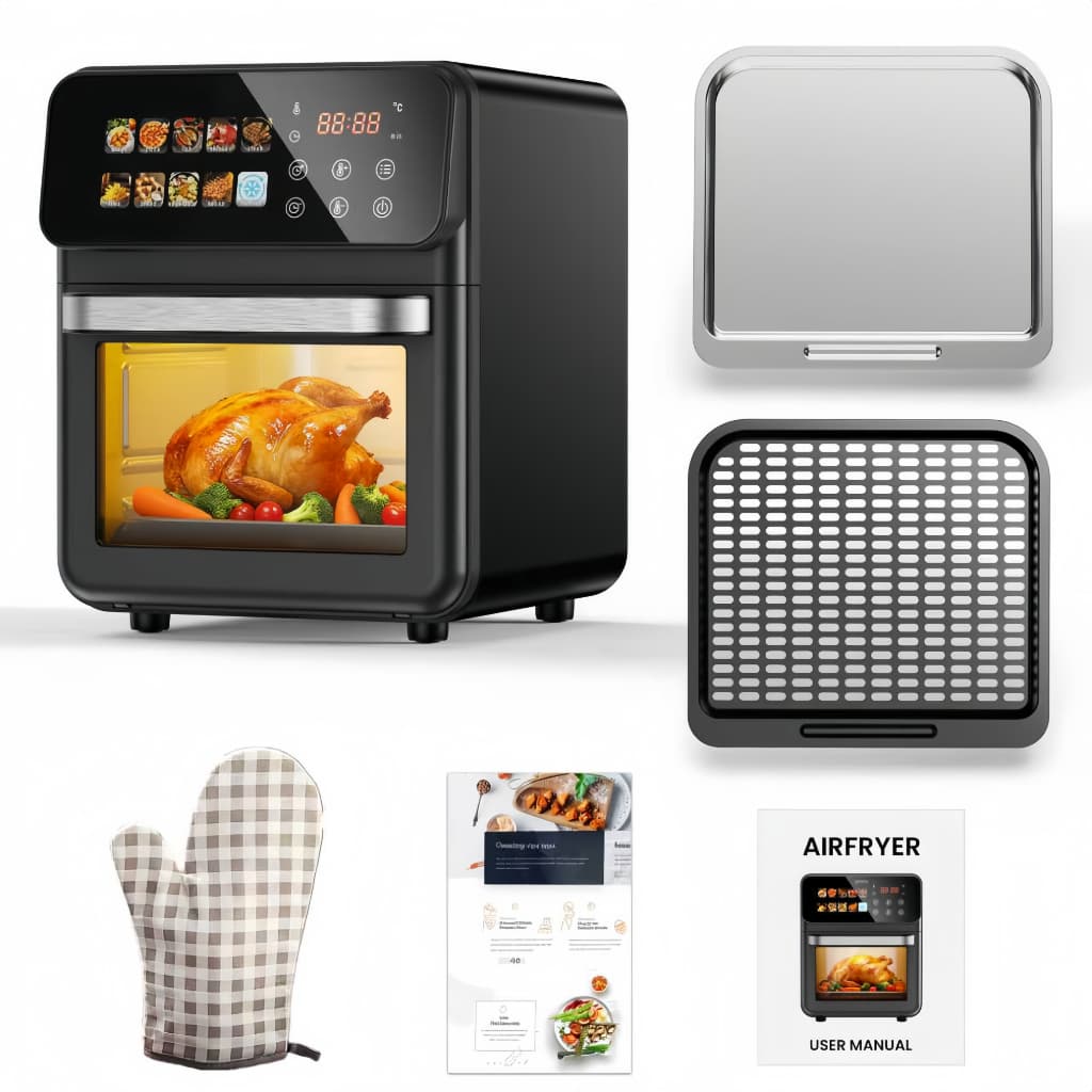 Forno Air Fryer 10L 2 em 1 com Painel Touch e 10 Programas – Fritadeira sem Óleo Digital -D15
