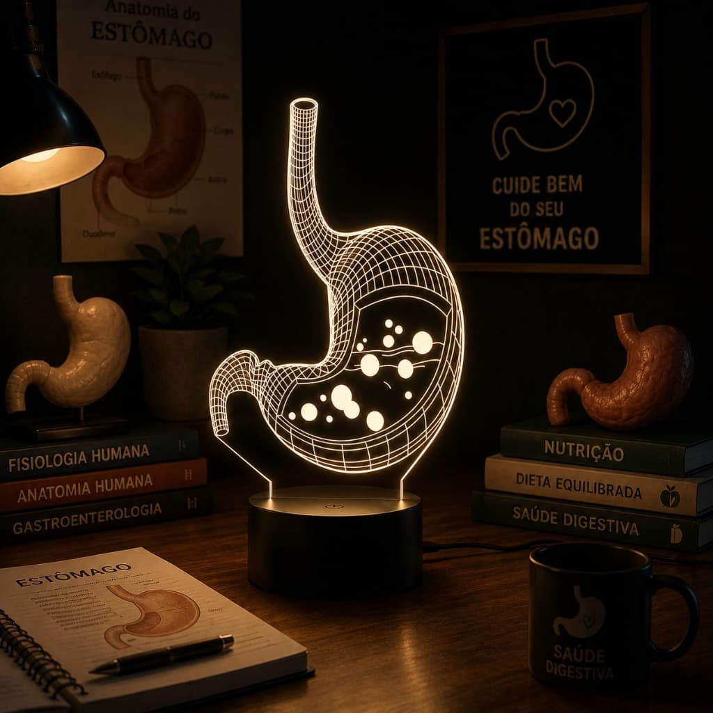 Luminária Led 3d | Estomago Gastro Gastroenterologista Médico 1 | Abajur Presente Criativo Decoração Multicores