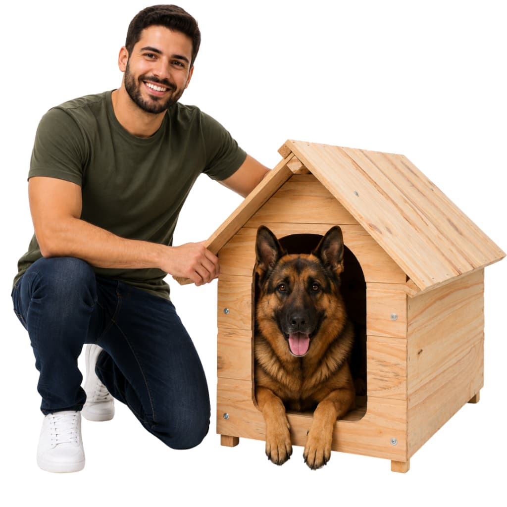 Casinha de Cachorro 100% Madeira Pinus Resistente Pet