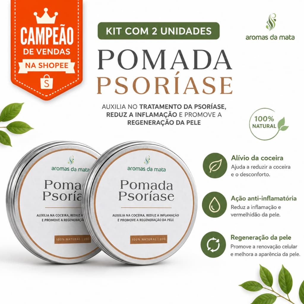Kit com 2 Pomada Para Psoríase e Dermatites Antibacteriano 100% Natural