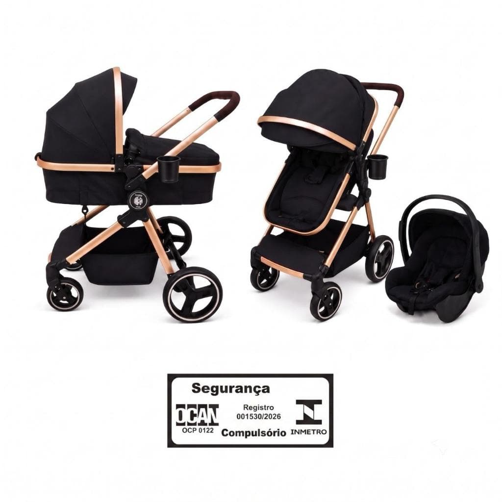Carrinho de Bebê com Mosquiteiro Levvi One Duo Ragaluma com Bebê Conforto e Moisés Reversível