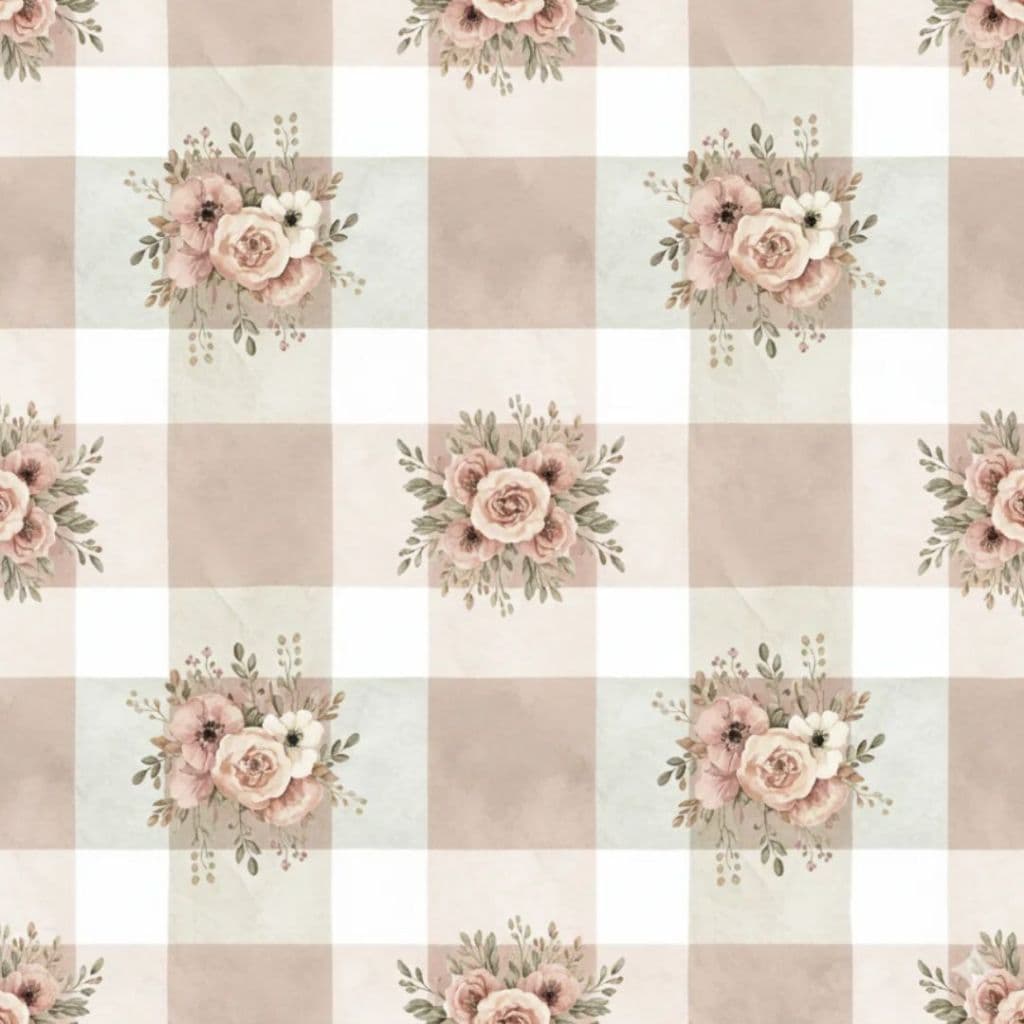 Tecido Patchwork Digital Cookies Girls Bouquet Xadrez D2609