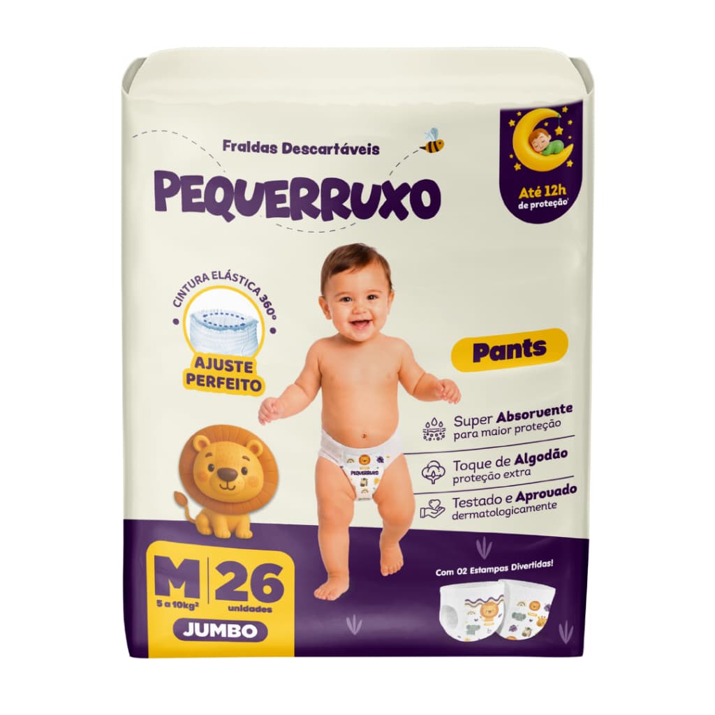 Fralda-Calça Infantil Descartável Pequerrucho Pants Shortinho Jumbo