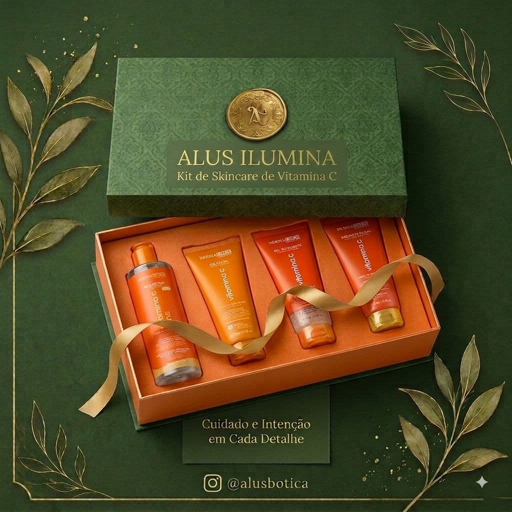Alus Ilumina - Kit de Skincare Anti-idade - 4 Produtos Vitamina C Dermachem  | ALUS BOTICA