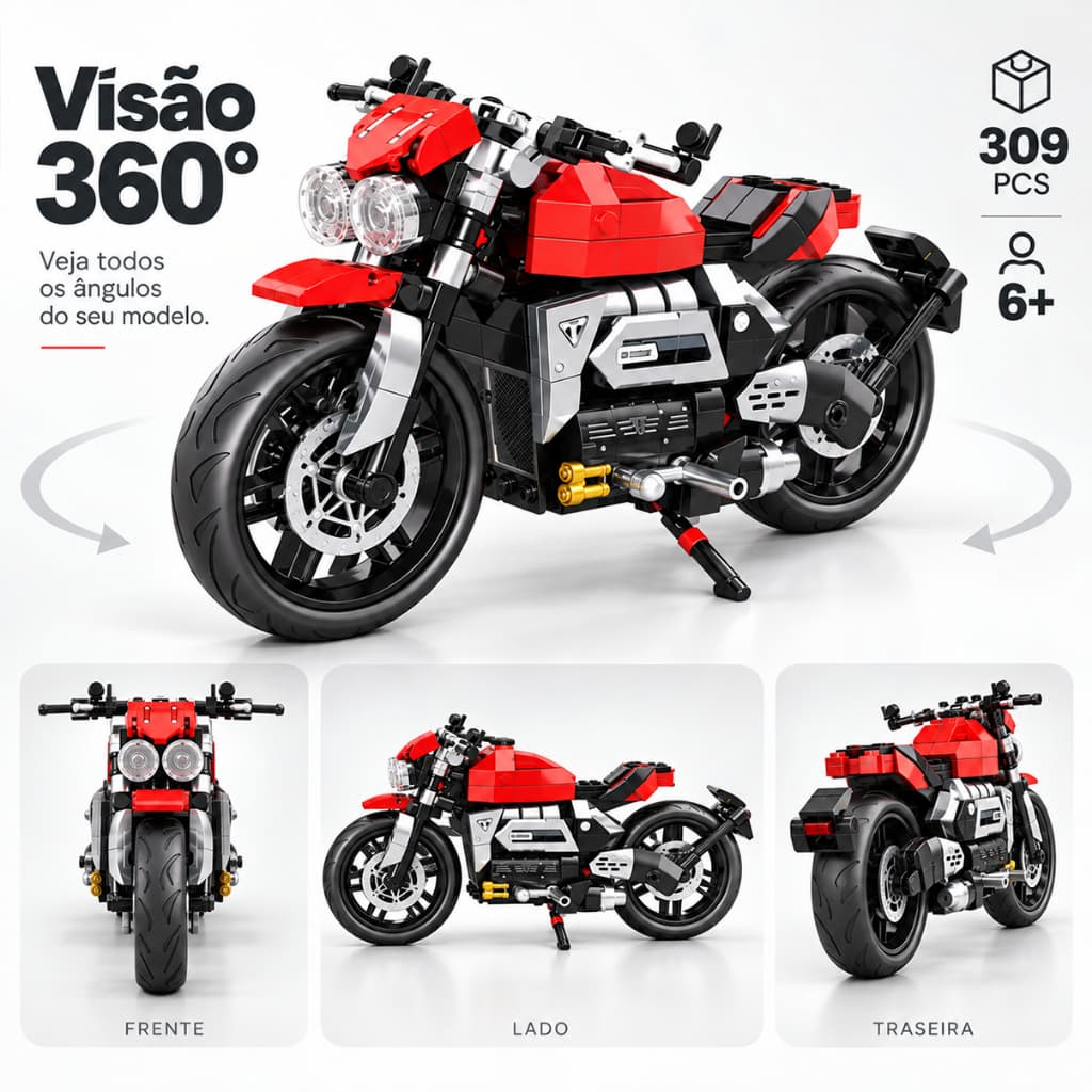 Triumph Speed Triple red Moto de Blocos de Montar 309 Peças Compatível com Lego Brinquedo Educativo Modelo Detalhado