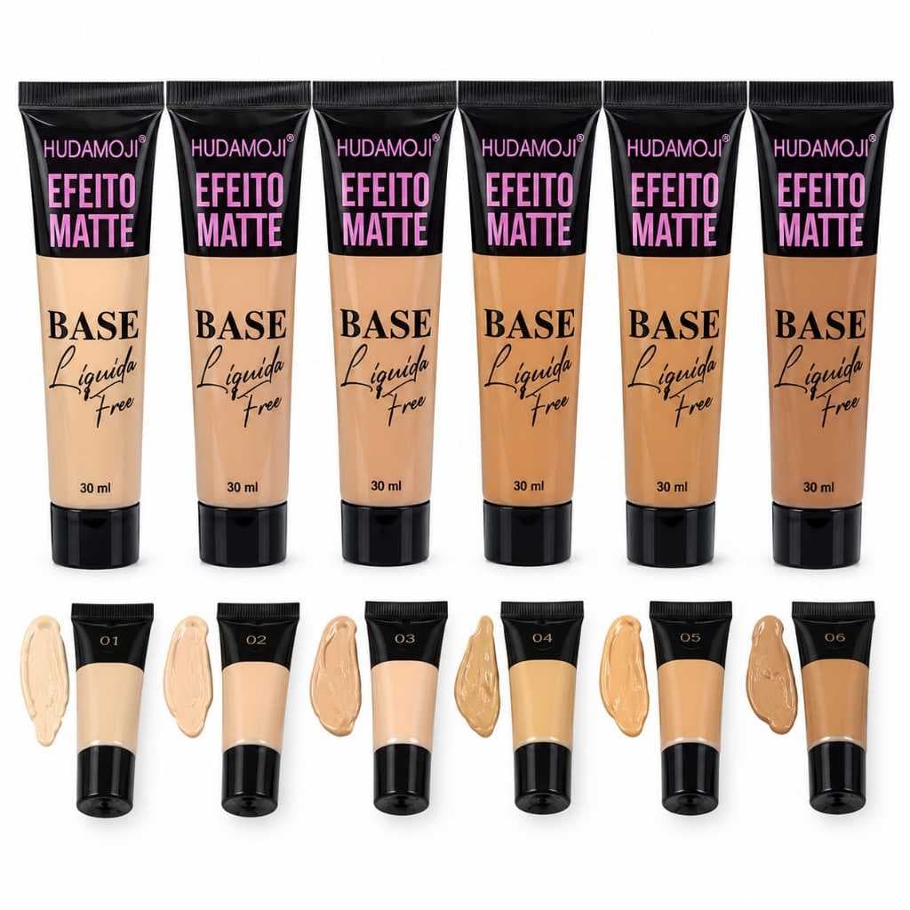 Base Líquida Hudamoji Efeito Matte 30ml Maquiagem Cor 01 a 06 Acabamento Matte unidade