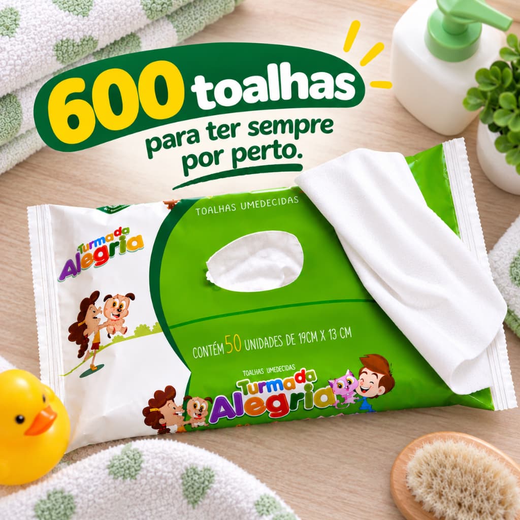 Kit Lenço Umedecido Bebê 50 300 600 Unidades Higiene Limpeza Infantil Macio e Suave