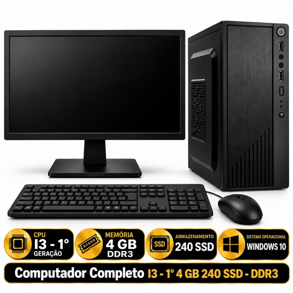 Computador Completo I3 - 1° 4 GB 240 SSD - DDR3