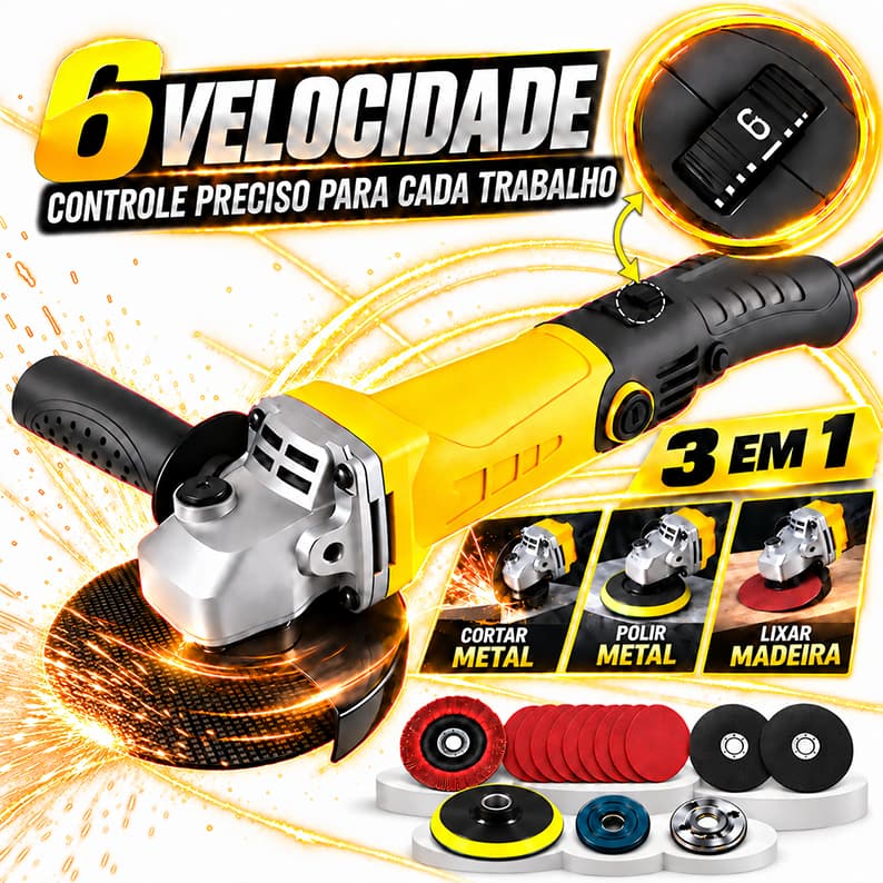 Esmerilhadeira Lixadeira 3 em 1 Multifuncional  Profissional 950W 6 Velocidades 220V