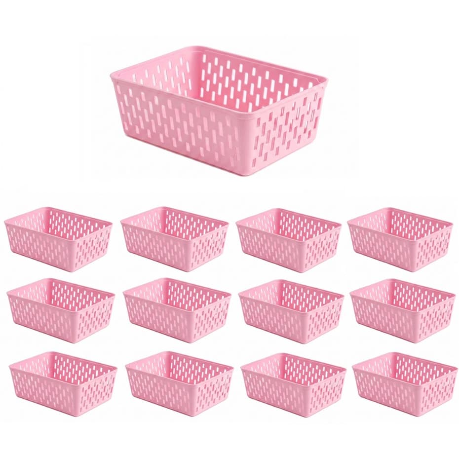 Kit 12 Cestos Organizadores Plásticos para Armário Cozinha Banheiro e Closet