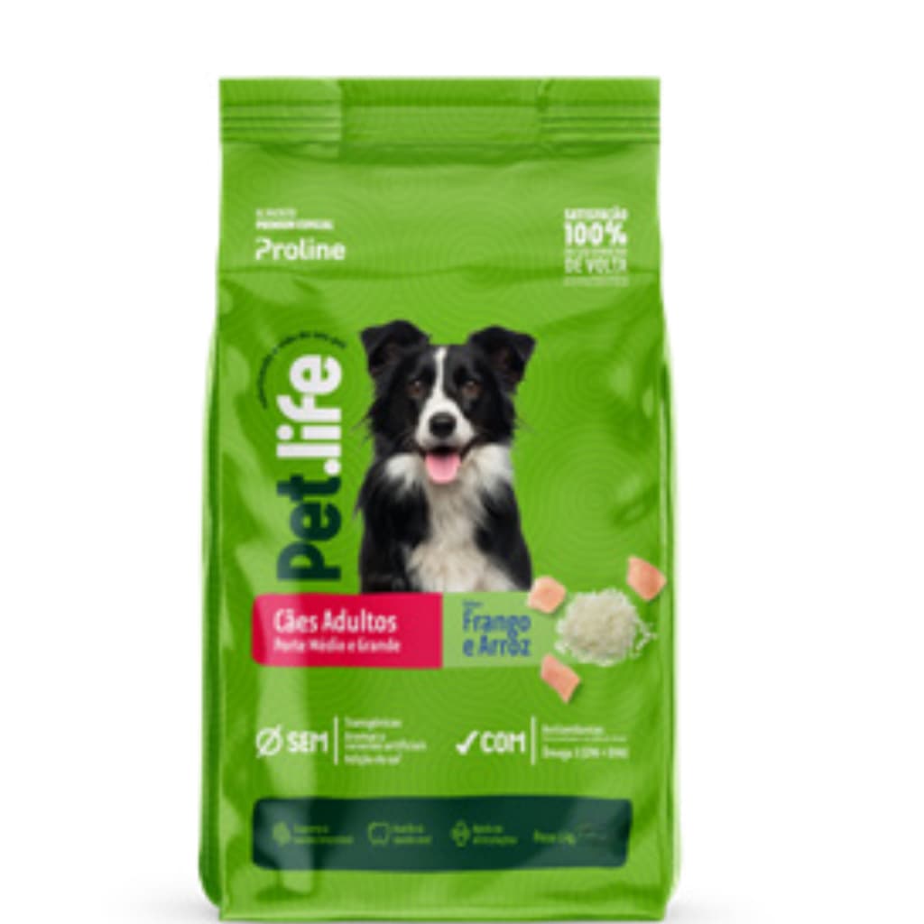 Pet.life Cães Adultos 15 kg Ração para Cachorros Super Premium pet life