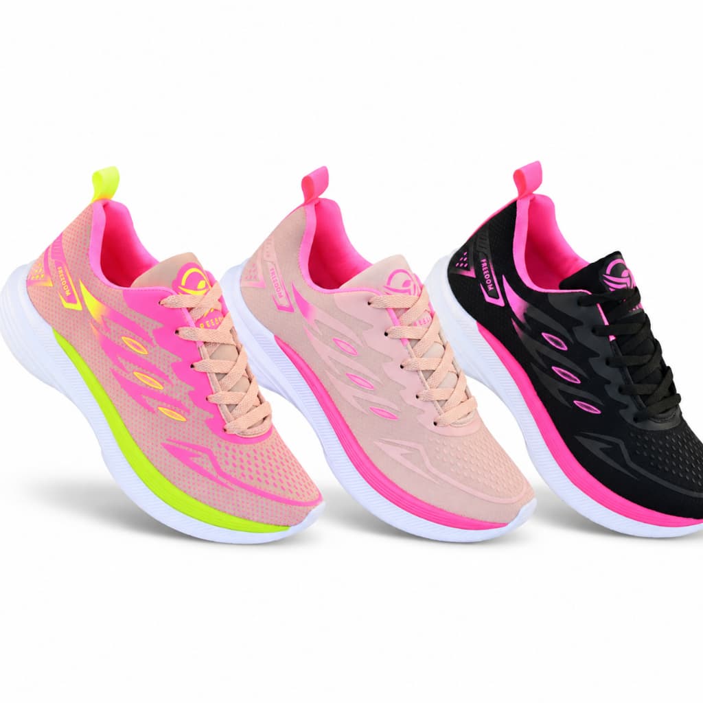 Kit 3 Pares Tenis Feminino Esportivo Corrida Caminhada Academia Confortavel