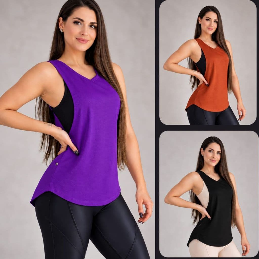 Blusas De Academia Dry Fit } Regata Veste Leggings Camiseta Tapa Bumbum Roupas De Academia Fitness Treino Sport Camisão