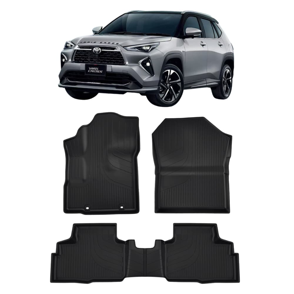 Jogo Tapete Bandeja Dianteiro e Traseiro Automotivo Borracha Grid Toyota Yaris Cross Combustão 4 Portas 2026 em diante