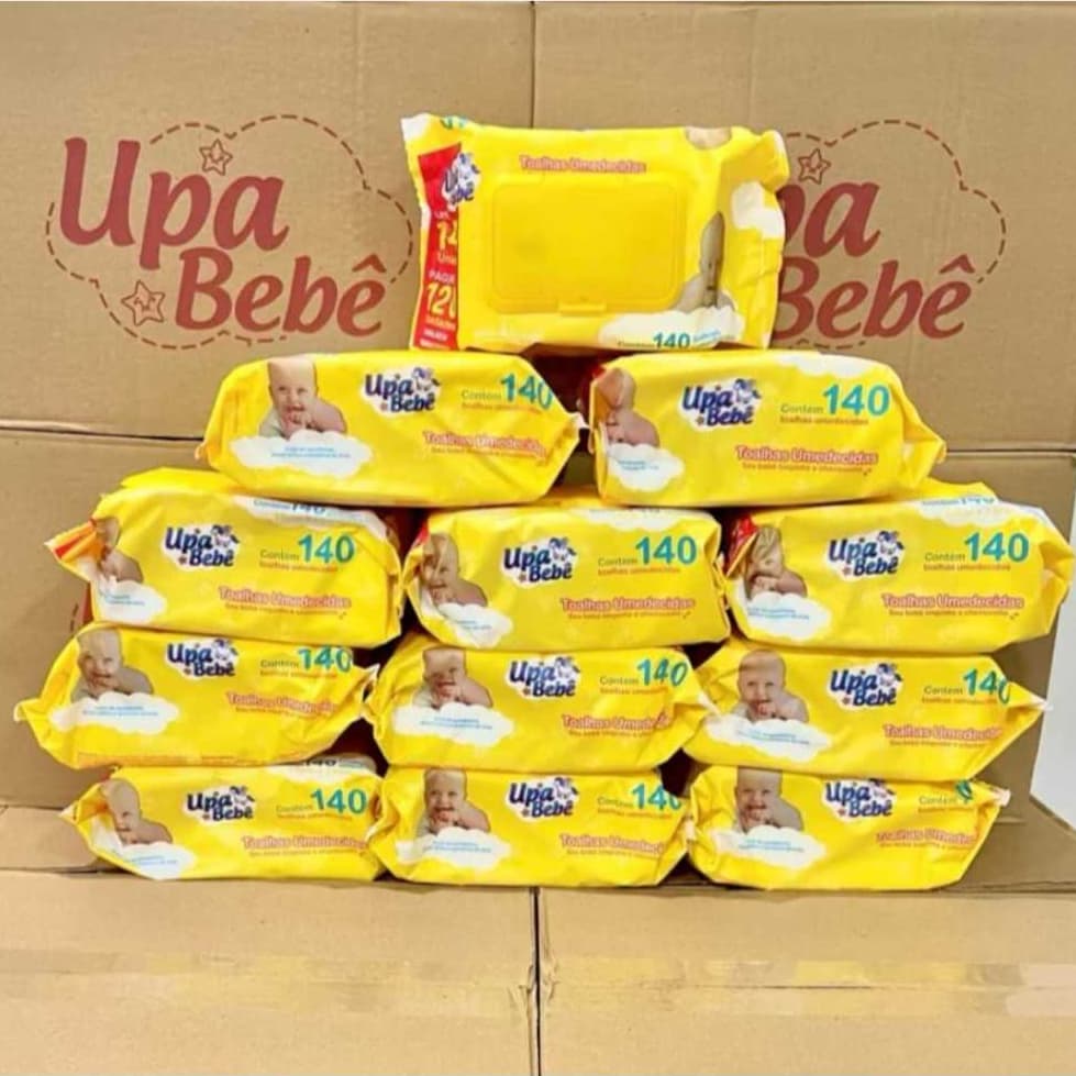 Kit 12 Toalhas Umedecidas Upa Bebê 140un Flip Top Lenços para Bebê