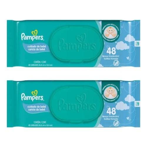 2 Pacotes Lenços Umedecidos Pampers Cuidado De Bebe 48 Un