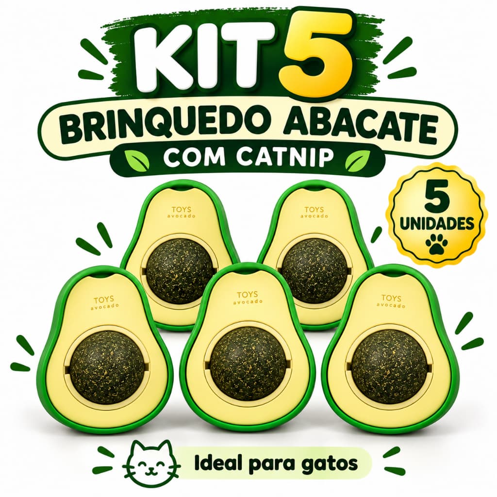 Combo 05 Catnip Abacate Brinquedo Interativo Gatos Catnip Erva Natural