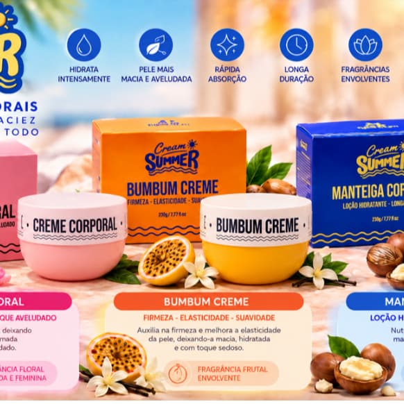Cream Summer Creme Corporal 230g Hidratante 3 Versões Creme Corporal Bumbum Creme Manteiga Corporal