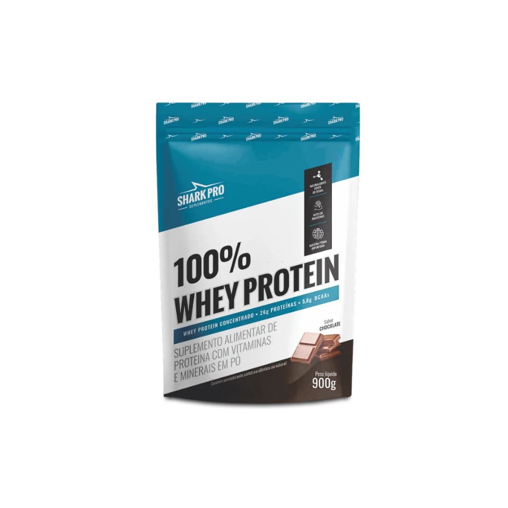 100% Whey Protein Conc Refil 900g - Shark Pro Sabor Chocolate