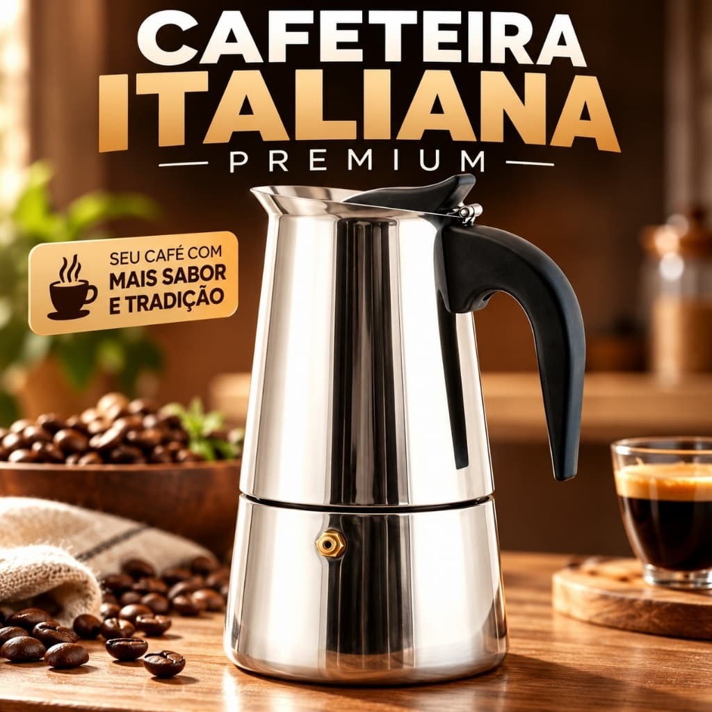 Cafeteira Italiana Inox 6 Xícaras 300ml Moka Café Expresso de Fogão Premium Prata