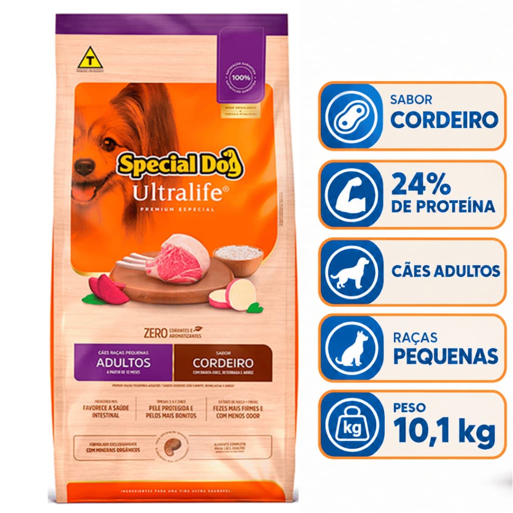 4. Ração Special Dog Ultralife para Cachorro Adulto Cordeiro Alimentação Balanceada - Envio Imediato