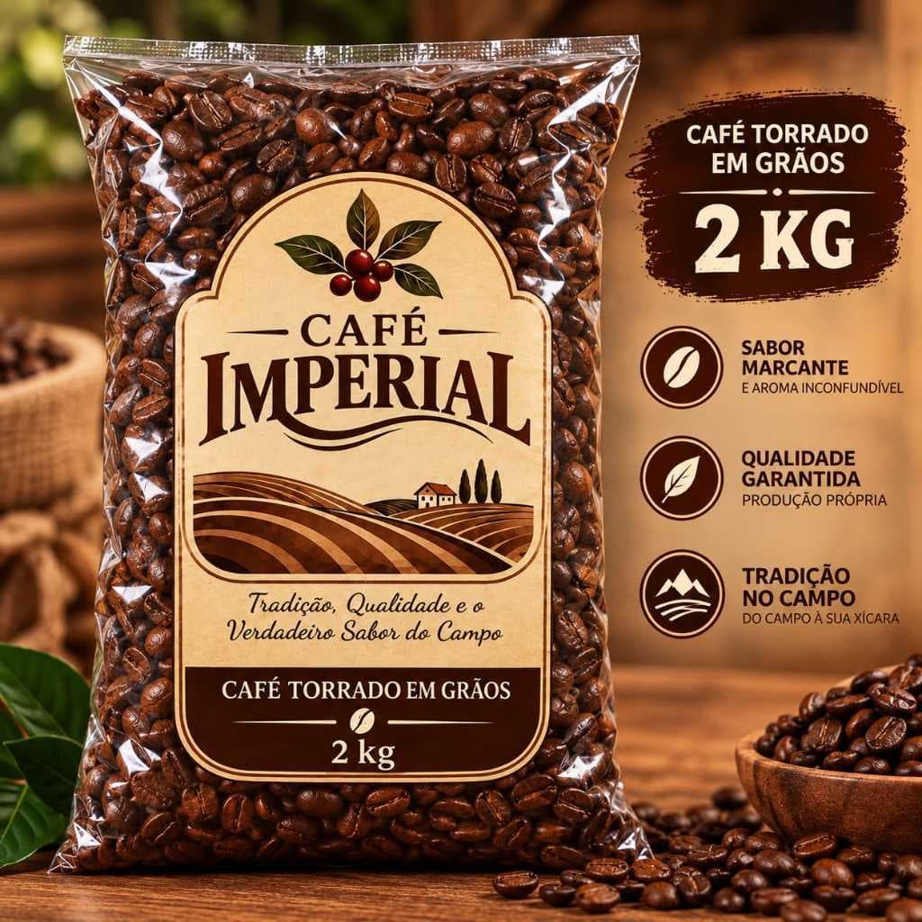 Café Imperial 100%  Arábico Torra Artesanal em grãos 2KG