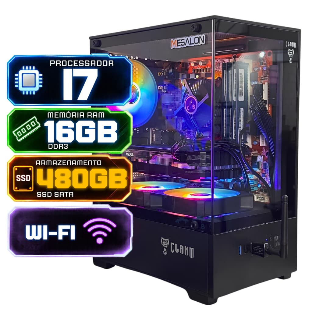 Computador Pc Intel Core i7, 16gb Ram, Ssd 480GB, Placa de Video GTX750 4gb, Windows 11, NF-e