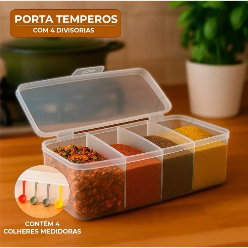Porta Condimento Organizador Tempero Plástico a Multiuso Cozinha