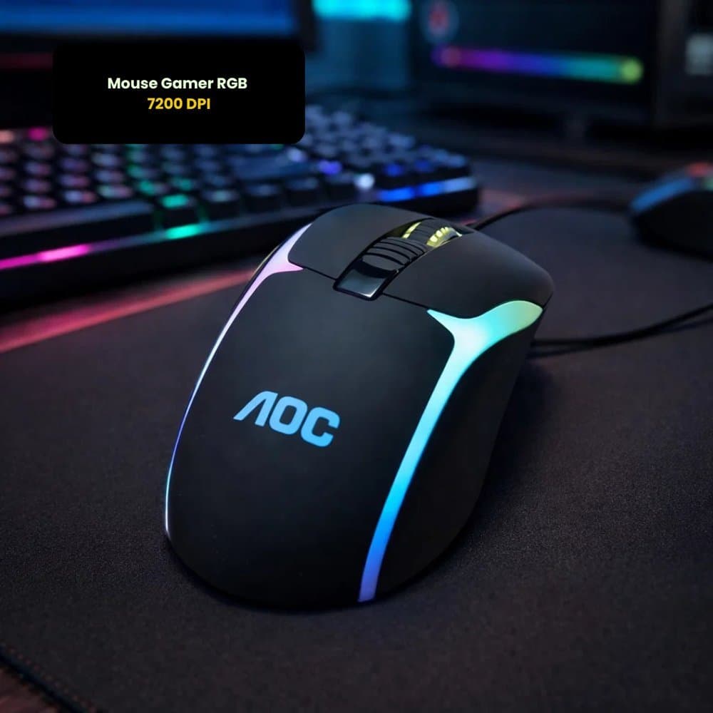 Mouse Gamer RGB 7200 DPI – Precisão Máxima  Iluminação Jogos Gamers Computador Notebook