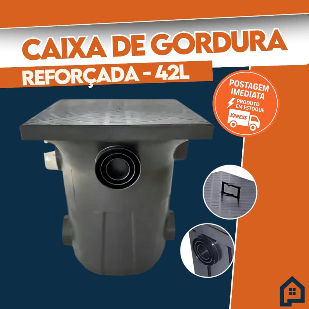 Caixa De Gordura Sifonada Grande Mallton 42L Com Cesto De Limpeza