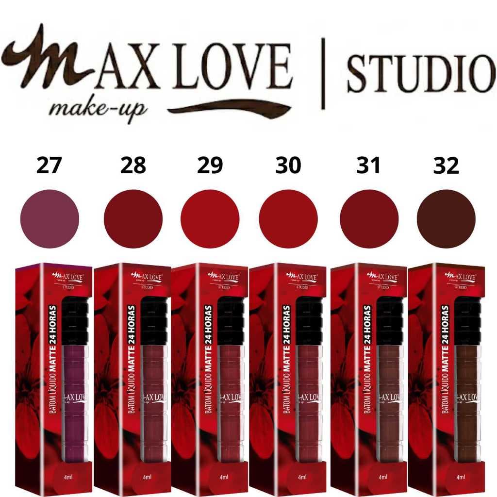 Batom Matte Líquido 24 horas Max Love Escolha as Cores Promoção Batons Vinho Vermelho Rosa Nude