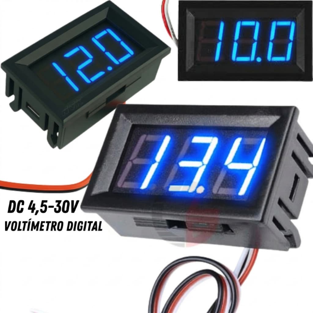 Voltímetro digital 4,5-30V DC DISPLAY - Alta Precisão