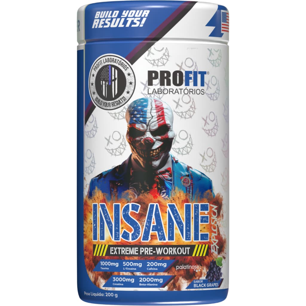Pré Treino Insane Explosion Profit 200g Creatina Beta Alanina Taurina Arginina Palatinose Energia Foco PUMP Academia