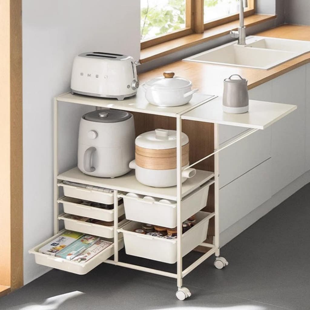 Carrinho Organizador Multifuncional 6 Gavetas em Metal com Rodinhas | Rack Multiuso para Cozinha, Banheiro e Escritório