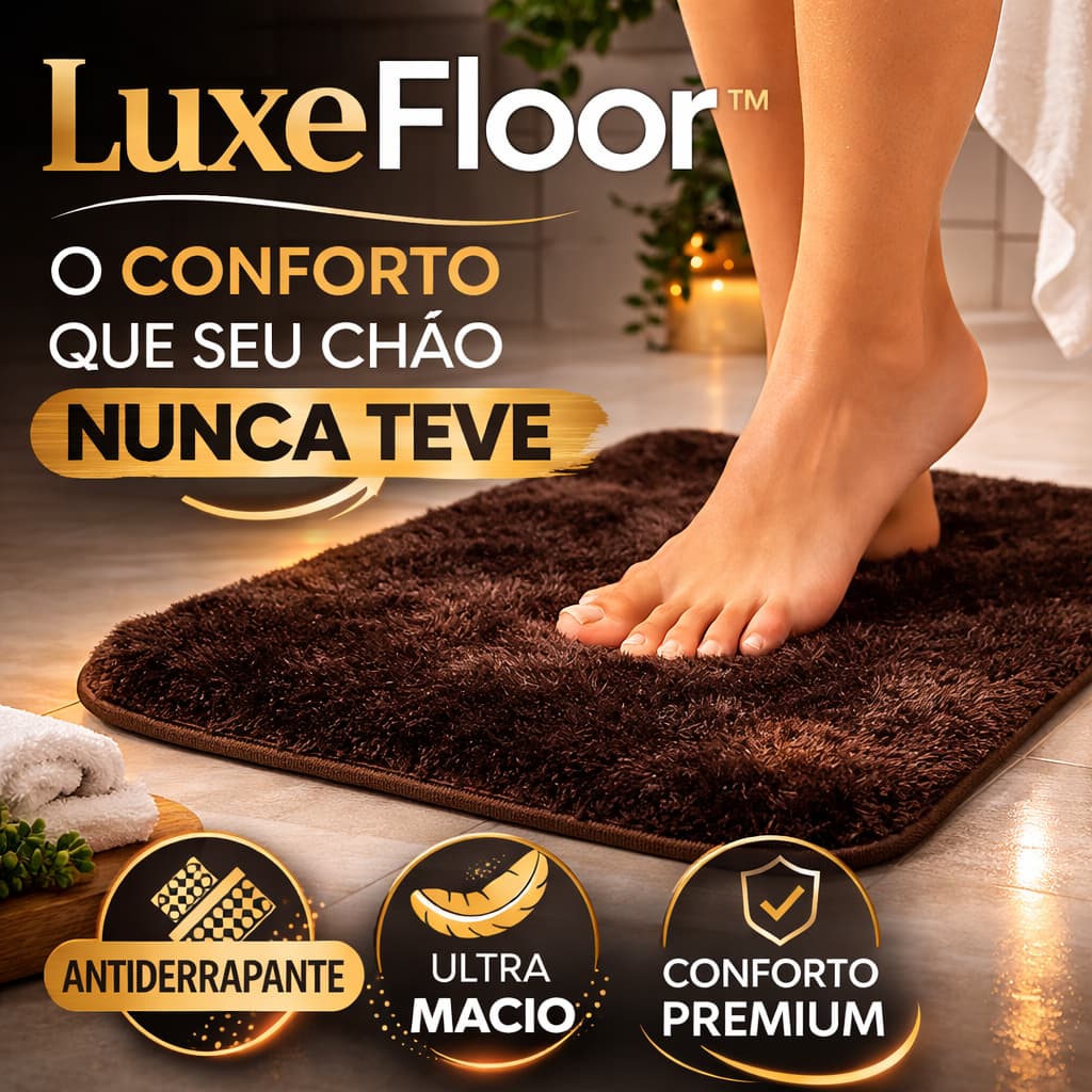 Tapete Felpudo Antiderrapante Ultra Macio LuxeFloor™ para Banheiro Quarto Sala – Tapete Decorativo Confortável