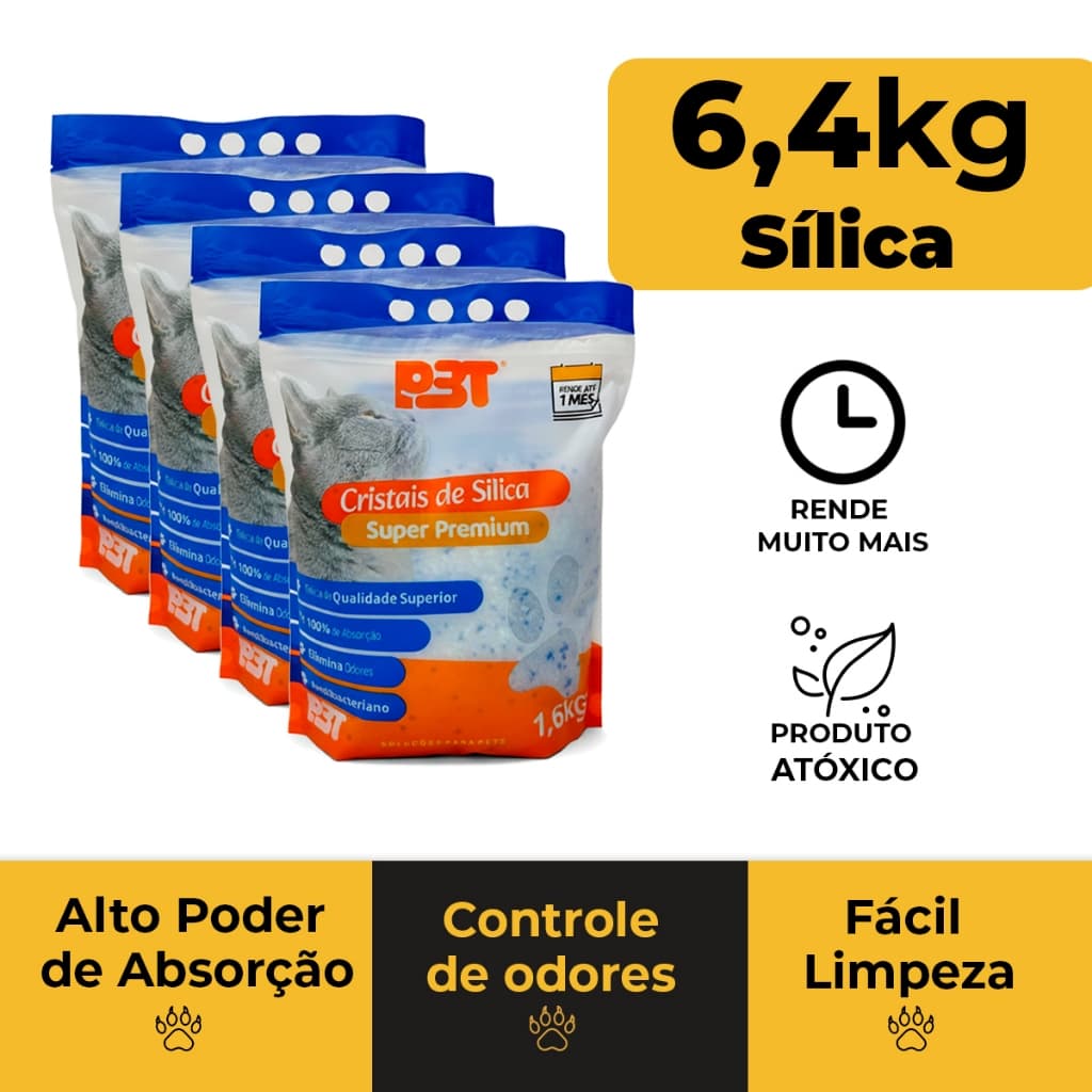 Areia Sanitária de Gato Cristais Sílica GROSSA P3T
