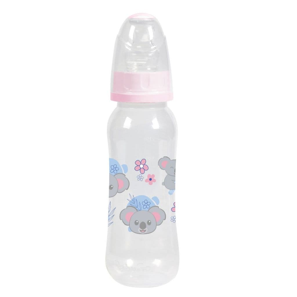 Mamadeira Bico Macio com Tampa Higiênica Rosa Coala Menina 240ml BabyGo