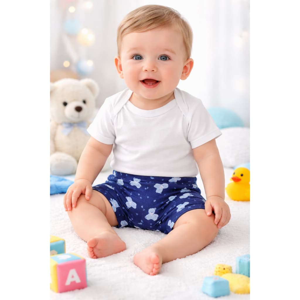 Kit 3 Shorts Tapa Fralda Bebê Bundão Algodão Cobre Fralda Menino Menina Infantil Calcinha Bunda Rica Revenda Atacado