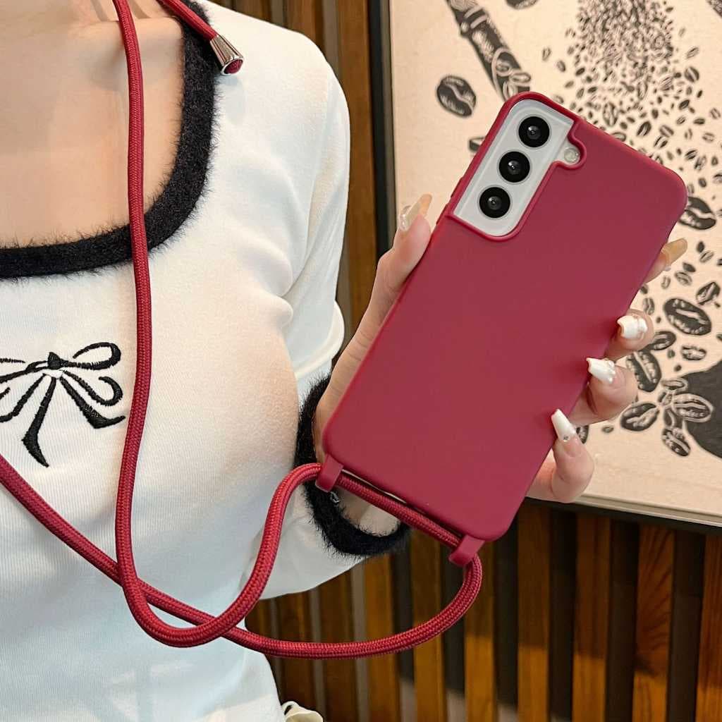Capinha Salva Celular Samsung Galaxy A Alça de Pescoço Silicone Premium Aveludada Várias Cores