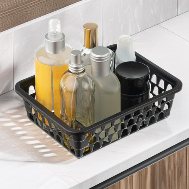 Kit 8 Unidades Cesto Organizador Multiuso Plástico Médio Resistente 19x15x6cm