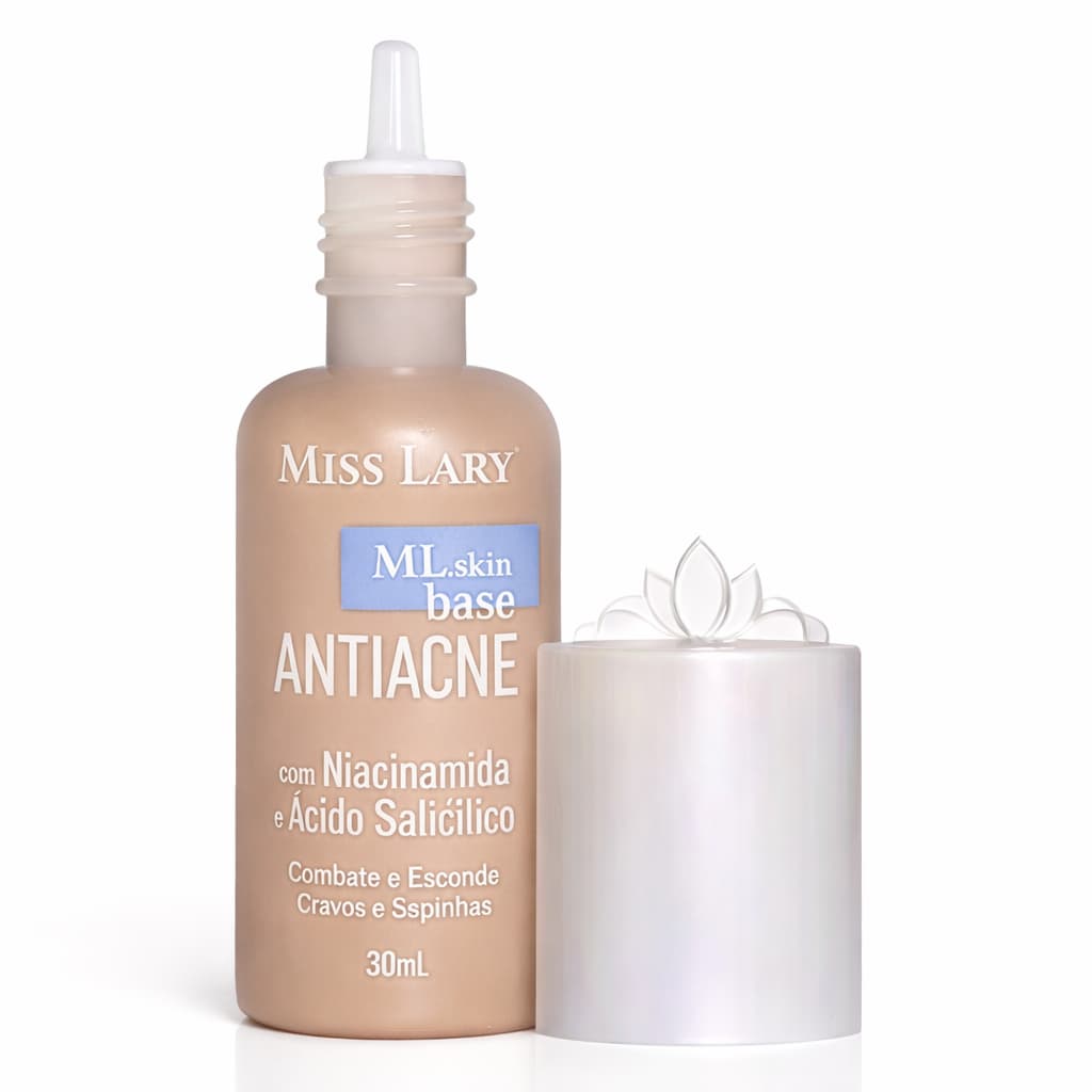 BASE LÍQUIDA ANTIACNE ML.SKIN MISS LARY Matte Controle Oleosidade 30ml