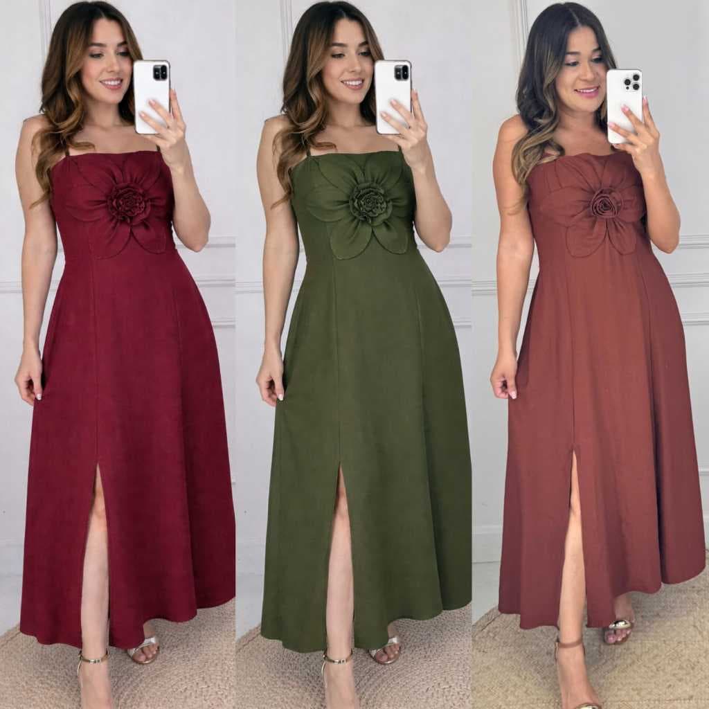 vestidos femenino midi com flor para verao festa confortable elegante