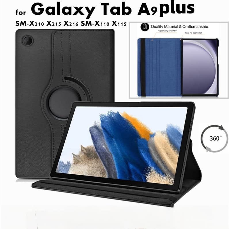 Capa Giratória 360° para Samsung Tab A11 plus/A9 plus - antichoque, suporte, couro PU resistente