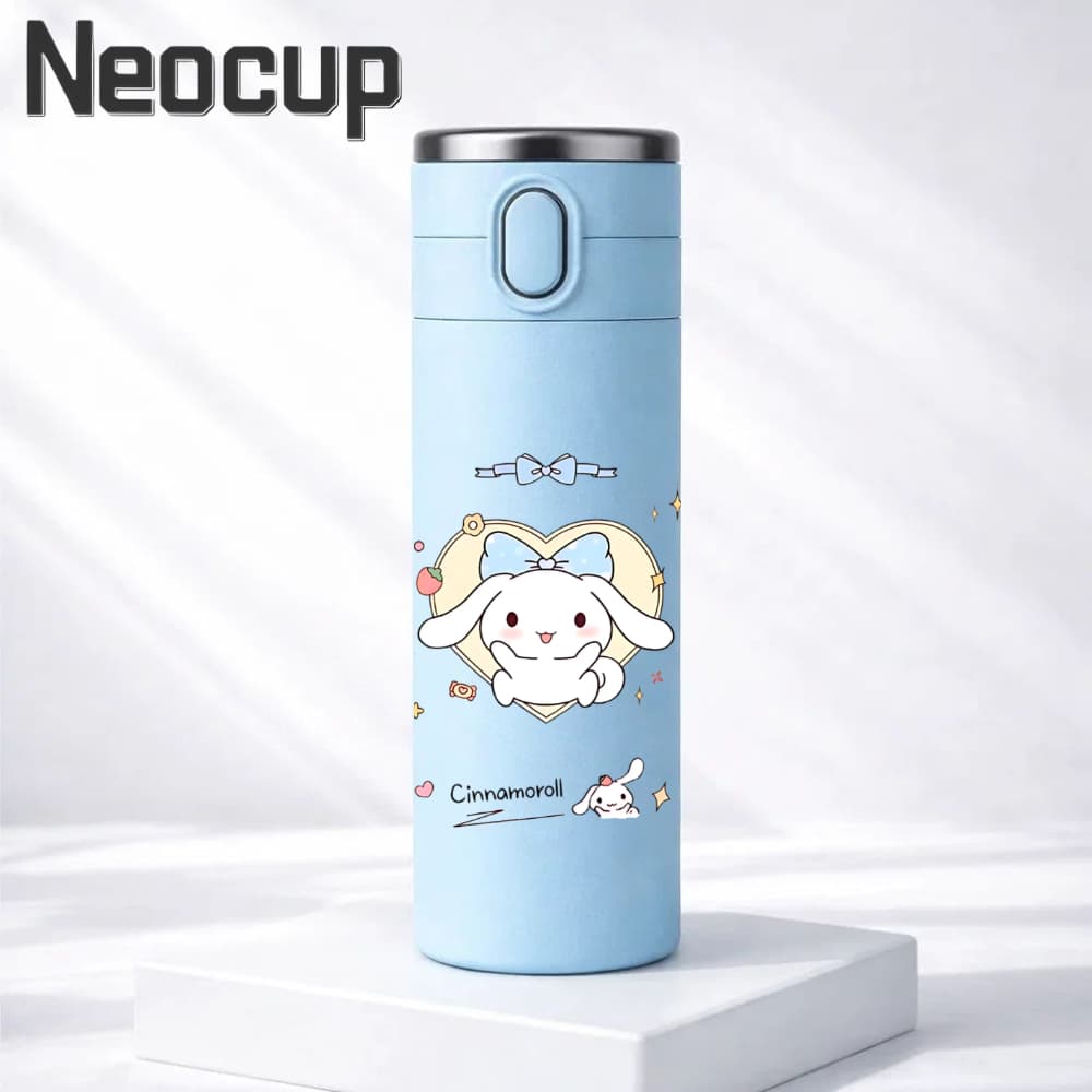 Garrafa Térmica aço inoxidável 304 Disney Sanrio x Cinnamoroll Com termômetro digital 420ml