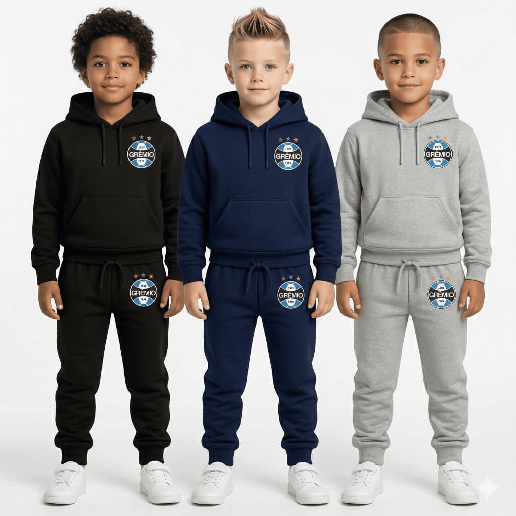 Conjunto de Frio Abrigo Moletom Infantil Futebol Times Flanelado Quetinho 2 ao 14