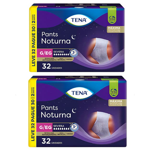 KIT 2 Fralda Geriátrica Tena Pants Noturna 32 Unidades Tamanho P/M, G/EG (ENVIO IMEDIATO)