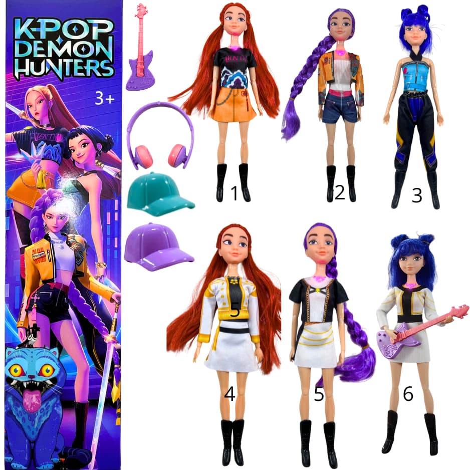 kit 3 bonecas guerreiras kpop articuladas som luz com acessorios